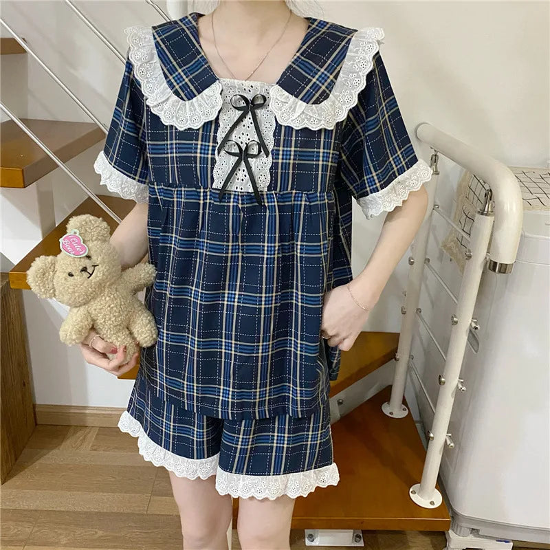 Lace Trim Summer Pajama Set